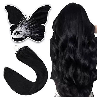 Easyouth Black Micro Bead Hair Extensions Straight Microlinks Hair Extensions... • $75.09