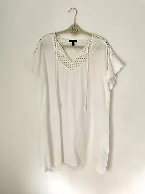 J. Crew Dress/Swim Cover Linen Cotton Blend Knit Tassels Size Medium White • $15.99