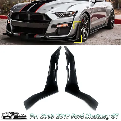 Black Shiny For 15-22 Ford Mustang GT500 Front Bumper Corner Winglet Splitters • $79.89