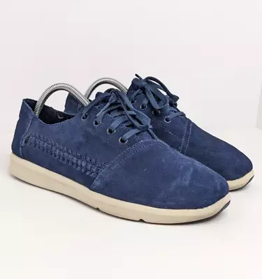 TOMS Unisex Mens Womens Del Rey Navy Woven Lace Up Shoe UK Size 8 VGC • £16