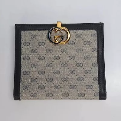 Vintage 1980s Gucci GG Monogram Signature Canvas Leather Bifold Wallet • $149.99