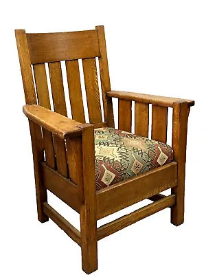 Antique Harden Arts Crafts Mission Oak Arm Chair Original Stickley Style 1910 • $450