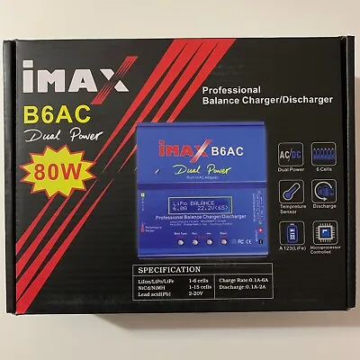 IMax B6 LCD NiMh Lipo Li-ion RC Battery Profesional Balance Charger/Discharger • £31.50