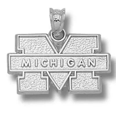 University Of Michigan BLOCK M MICHIGAN Silver Pendant • $79.95