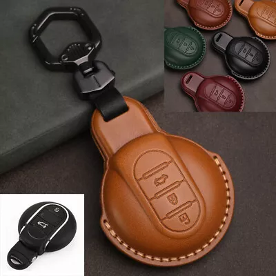 For BMW MINI Cooper Clubman F54 F56 Genuine Leather Car Smart Key Cover Fob Case • $22.95