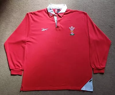 Vintage Wales Rugby Union Shirt 98/99/00 Reebok Size 46/48long Sleeved. • £19.99