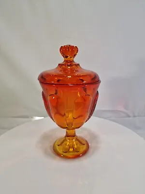Vintage Viking Glass Epic Six Petal Persimmon Orange Covered Candy Dish C4 • $80