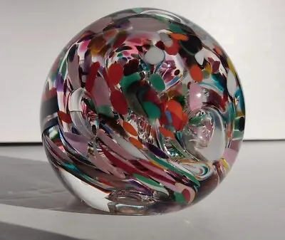 Vtg Rollin Karg Art Glass Paperweight Sculpture Controlled Bubble Multicolor  • $64.99