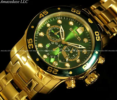 NEW Invicta's Men Pro Diver Scuba Chronograph Stainless Steel Green Dial Watch • $77.99