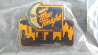 Vintage 80s McDonald’s MAC TONIGHT Skyline Employee Lapel Hat Pinback Pin NOS • $18.95