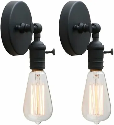 2 X Vintage Sconce E27 Industrial Edison Wall Retro Lamp Light Holder W Switch • £27.99