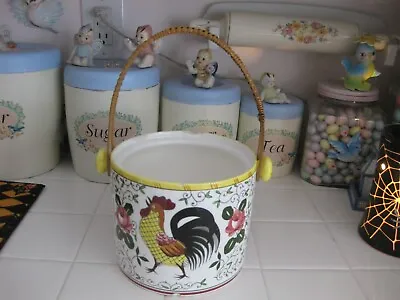  Vintage PY Ucagco Rooster And Roses Ice Bucket With Handle No Lid • $18.50