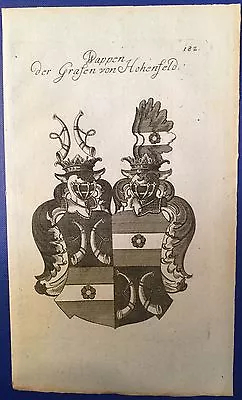 Original Engraving Coat Of Arms COUNTS OF HIGH FIELD Johann Seyfart 1773 Heraldry • $21.29