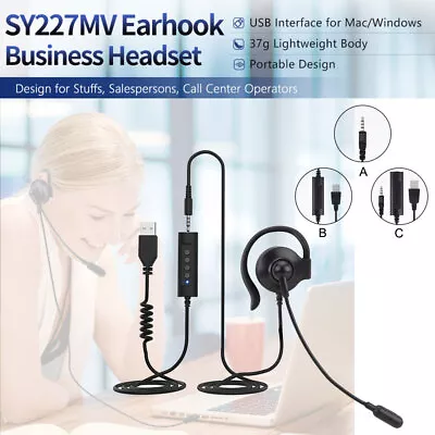 £7.67 • Buy USB Wired Headset With Microphone Noise Cancelling Call Centre For PC Laptop
