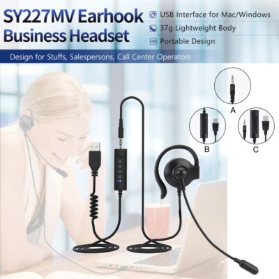 £7.67 • Buy USB Wired Headset With Microphone Noise Cancelling Call Centre For PC Laptop