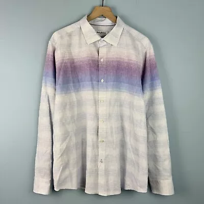 Tommy Bahama Mens Island Zone Purple Blue Ombre Linen Button Up Shirt Size XL • $30