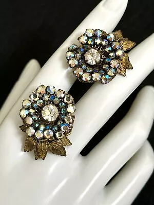 Vintage Gorgeous Rhinestone Miriam Haskell Flower Earring  • $44.99