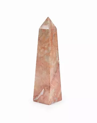 Marble Obelisk Block Sculpture Vintage Pink Color Paperweight Abstract Stone • $75