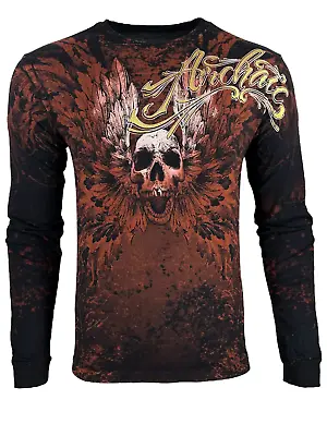 Archaic By Affliction Men's T-Shirt Hinsley Skull Wings Biker S-4XL • $27.95