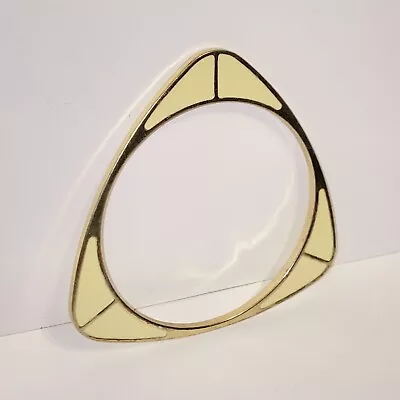 Vintage Gold & Cream Enamel Triangular Bangle Bracelet • $24.99