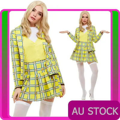 Ladies Clueless Cher Costume Yellow No Clue School Girl 90s Film TV Fancy Dress • $68.39