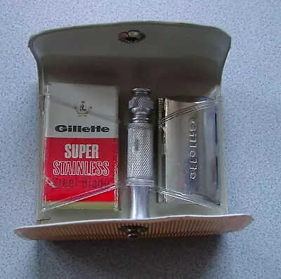 Vintage Gillette Mini Safety Razor Travel Kit With Gold Case • $6