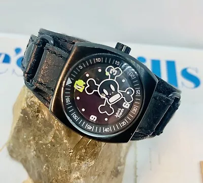 Paul Frank Julius & Friends Monkey/Skull Black Leather Watch NEW BATTERY! • $14.99