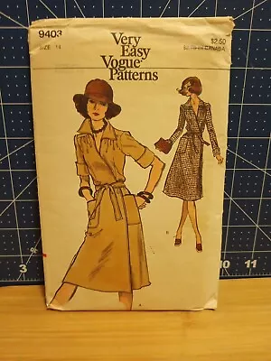 Vogue Pattern #9403-A Line Wrap Dress-Size 14/Bust 36-1970's?-Factory Folded • $14.99