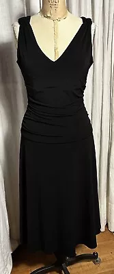 Moda International Women’s Blk Jersey Sleeveless Fit/Flare Midi Dress Sz L Used • $24.50