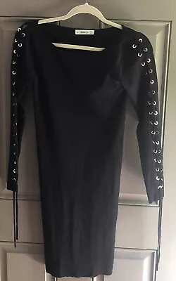 Zara Knit Women's Long Sleeve Sweater Dress Black Size S • $44.63