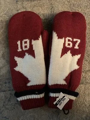 2010 Vancouver Winter Olympics Red Knit Mittens Canada Maple Leaf Adult Size NWT • $10