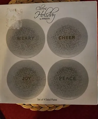 Mikasa CHEERS CONFETTI  Holiday Salad Plates ~ NIB ~ Set Of 4 • $22