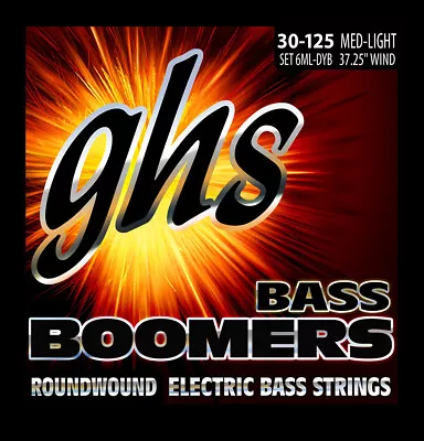 GHS 6ML-DYB Boomers Bass Guitar Strings; 6-String Set Gauges 30-125 • $36.99