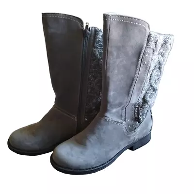 Muk Luks Women's Casey Size 9 Gray Mid Calf Faux Suede Cowboy Cowgirl Boots • $22