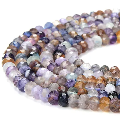 Natural Multi Color Fluorite AA Micro Faceted Rondelle 4X3MM 6X4MM Beads(P88) • $9.99