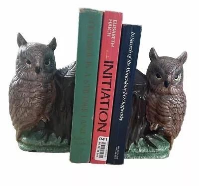 Vintage Pair (2) Heavy Ceramic Perched Owl Bookends 1970’s • $19.99