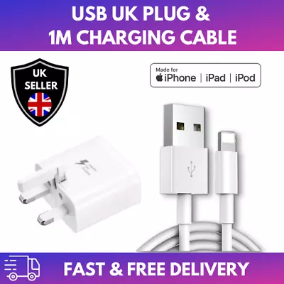 Apple IPhone IPad IPod Charger Plug Cable UK Super Fast Charging 1M • £8.49