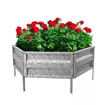 Raised Galvanized Metal Garden Bed Plant Holder For Yard Herbs Flowers Outdoor • $22.99