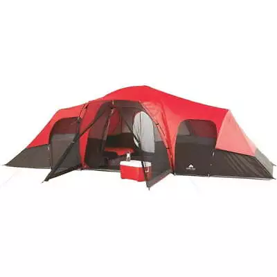 Outdoor Camping Tent Large 10-Person 3-Room Cabin Screen Porch Waterproof Red • $175.20