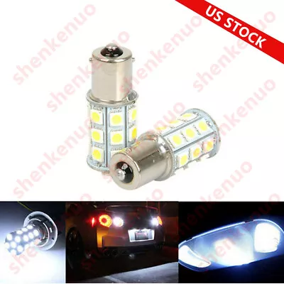 2pcs 12V R5W 1156 5050 27 SMD LED Car Tail Turn Signal Light Lamp Bulb White • $9.89