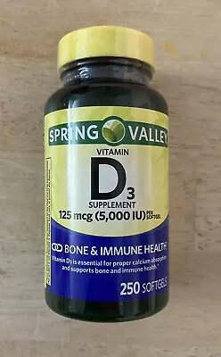 Spring Valley Vitamin D3 Supplement Softgels - 5000iu (250 Count) • $15.99