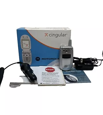 Motorola V400 - Silver ( AT&T / Cingular ) Flip Cell Phone - Bundled W/ Extras! • $55.25