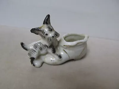 Vintage Occupied Japan  Dog  & SHOE  Figurine Glossy Finish 3 INCH  NUMBER 5 • $6.95