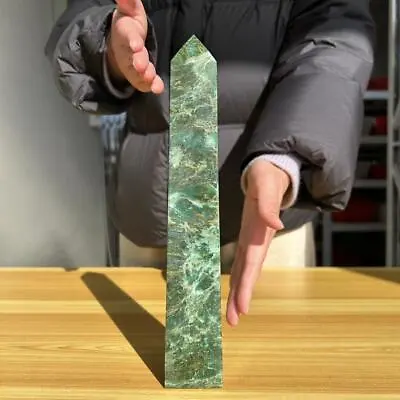 1.3LB 10.1 Natural Verdite Point Quartz Crystal Tower Obelisk Reiki Heal Decor • $48