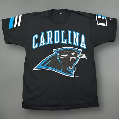 VTG Carolina Panthers T-Shirt All Over Print Black XL Pro Player Single Stitch • $49.99