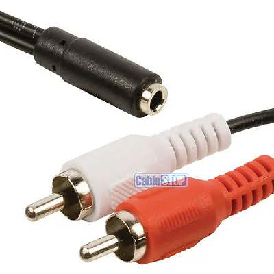 SHORT 20cm 3.5mm Mini Stereo Jack Socket To Twin RCA Red & White Phono Splitter • £2.95