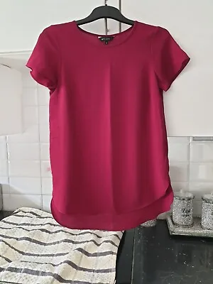 New Look Ladies Maroon Short Sleeve Top Size 8 • £2.50