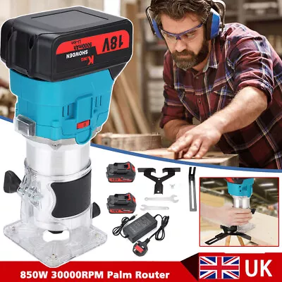 850W Palm Router Mini Hand Held Router Wood Laminator Trimmer Tool & 2 Battery • £55.99