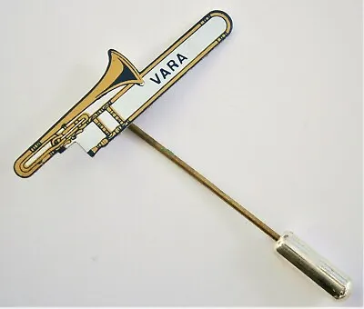 $9.30 • Buy W822) Vintage Vara Radio TV Music Trombone Advertising Lapel Tie Pin Badge