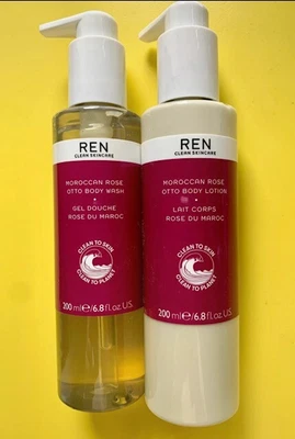 £30 • Buy NEW! REN Skincare Moroccan Rose Otto Body Wash/Lotion FULL SIZE 200ml FREE P&P